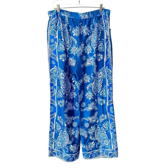 Inc International Concepts Blue Print Wide Leg Elastic Silky Pants NWTS Large - Picture 6 of 7